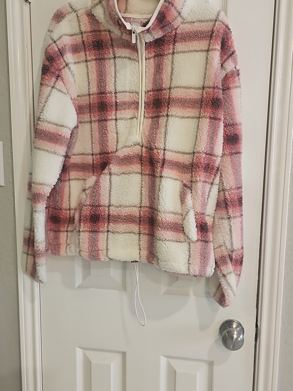 NEW No Boundaries Pink Plaid Fleece Zip Up Jacket Juniors XXL size 19